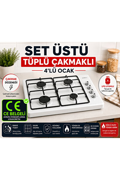Genel Markalar İŞBİR 4 LÜ ÇAKMAKLI KALIN IZGARALI EMAYE MALZEME ÇAKMAKLI TÜPL...