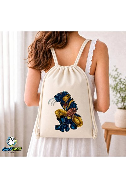 Ghostbastır Design Wolverine Drawstring Linen Bag C371