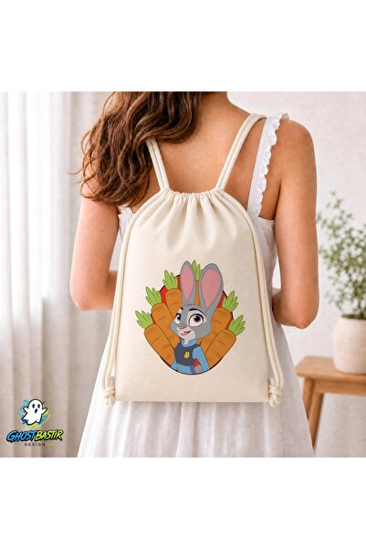 Ghostbastır Design Zootopia Drawstring Linen Bag C375