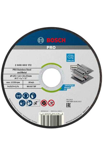 OEM Stainless steel cutting disc, Bosch Professional PRO WA 60 T BF, 125 x 22...