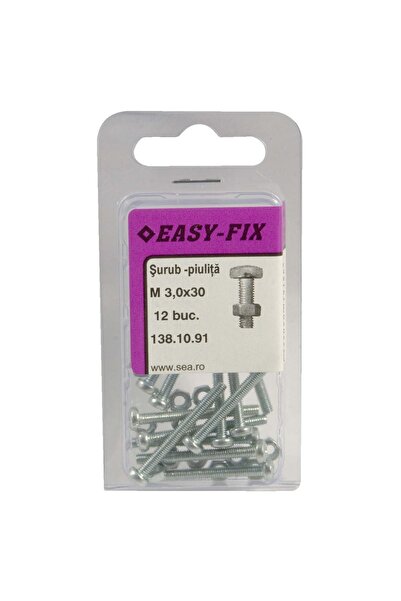 OEM Pan head screw, cross, with nut, Easy-Fix, steel, white zinc plated, M3 x...