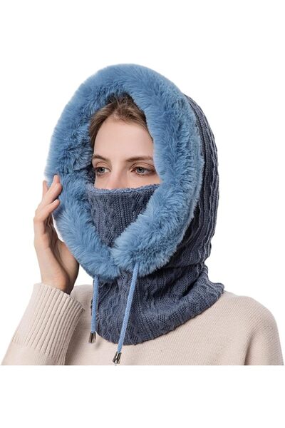 Arabest Balaclavas,Women Cable Knit Winter Fleece Lined Beanie Hat,3-in-1 Des...