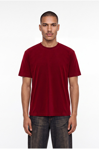 Machinist Men's Basic Relaxed Thin Cotton T-Shirt Burgundy