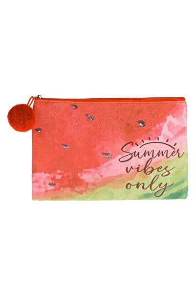 OEM Watermelon Summer Tote Bag with Pompom "Summer Vibes Only" 23x15cm