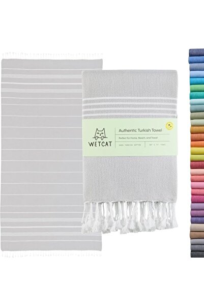 WetCat ويت كات منشفة شاطئ تركية كبيرة الحجم مقاس 38 × 71 مصنوعة من القطن بنسب...