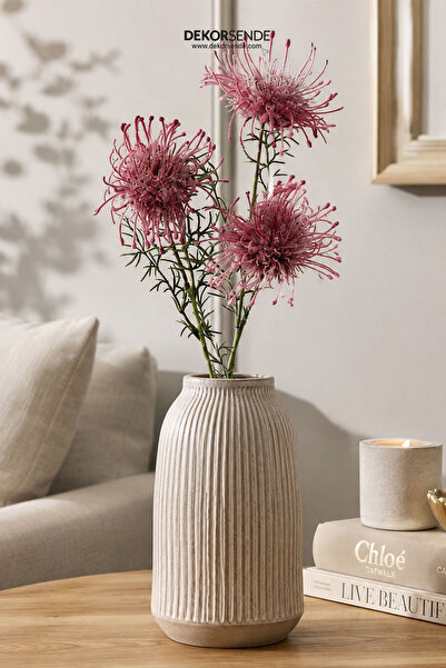 Dekorsende Yapay Tango Dal 3 Kafa Pembe 65 cm