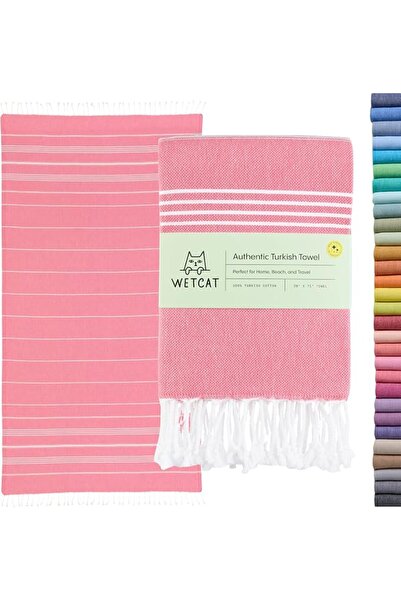 WetCat ويت كات منشفة شاطئ تركية كبيرة الحجم مقاس 38 × 71 مصنوعة من القطن بنسب...