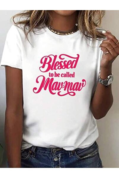 23ERVA Oversized Loose Fit, Plain Print To BE CALLED MAWMAW T-Shirt, Short Sl...