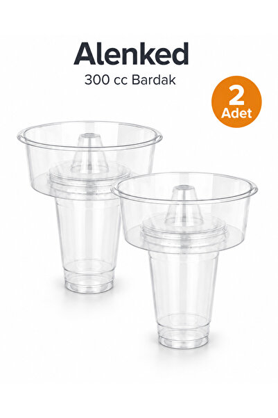 alenked Waffle Seti Pratik PET Bardak Üstü ve Kapağı -2 Bardak - 2 Kapak