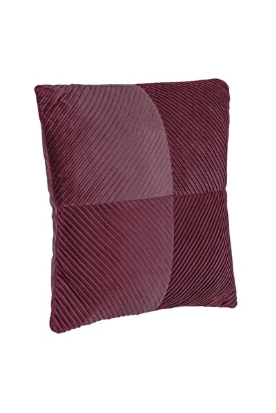 Zâna Casei Pernă decorativă de iarnă din catifea Bordeaux cu dungi în relief ...