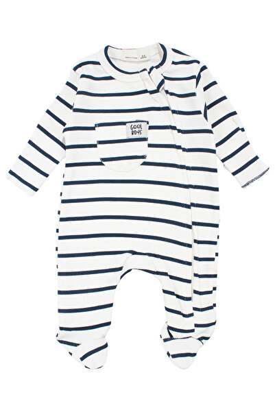 bebegen Baby Boy Cool Boys White Black Striped Zippered Jumpsuit 0-3 Months