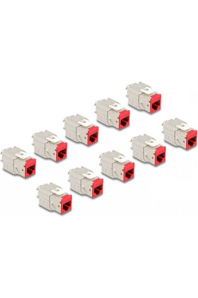 DELOCK Σετ 10 Τεμαχίων Μονάδα Keystone RJ45 LSA Cat.6a Χωρίς Εργαλεία Κόκκινο...
