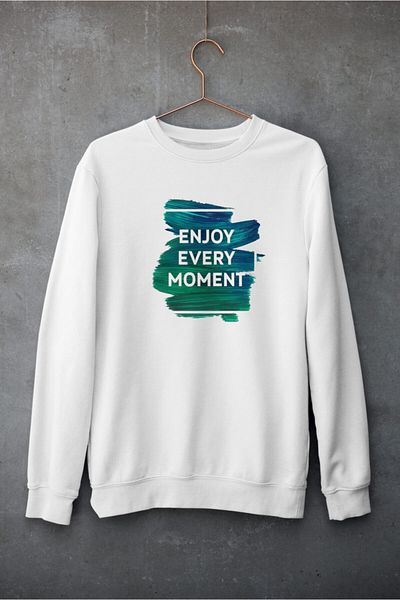 Raf Coll Λευκό φούτερ Unisex με ψηφιακή στάμπα με λαιμόκοψη