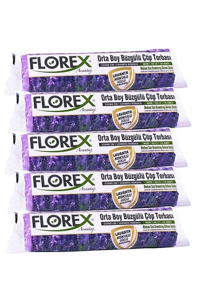 Florex Drawstring Medium Size Garbage Bag 5 Rolls Lavender Scented