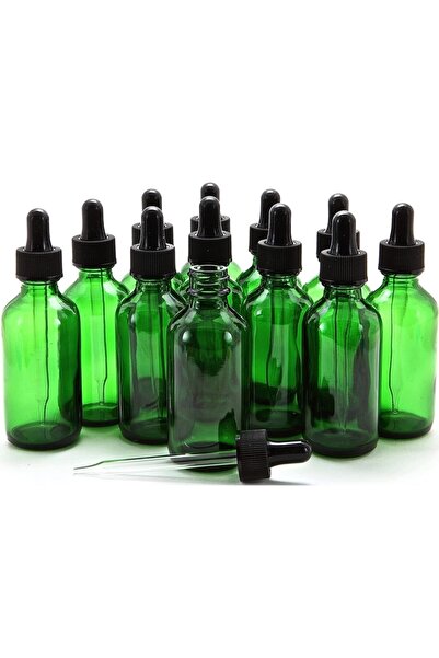 Plazma Cam Damlalıklı Yeşil Cam Şişe 30ml X 12 Adet