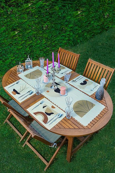 Realhomes Set de serviciu și alergător american 4+1 cu fundal etnic