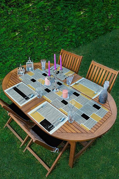 Realhomes Set de serviciu și alergător american cu 4+1 dungi etnice scandinave
