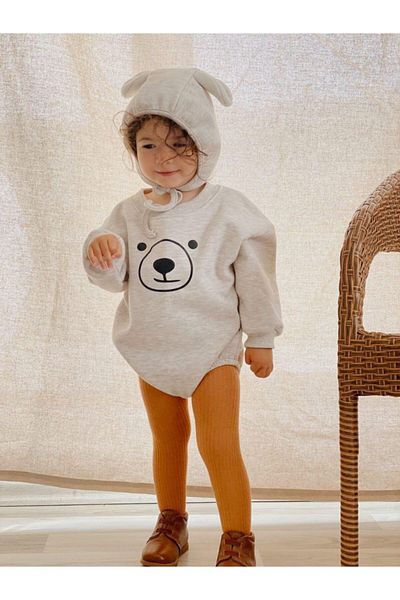 Little Ya Ya Love Teddy Bear Two Thread Rosette Hat Romper Set