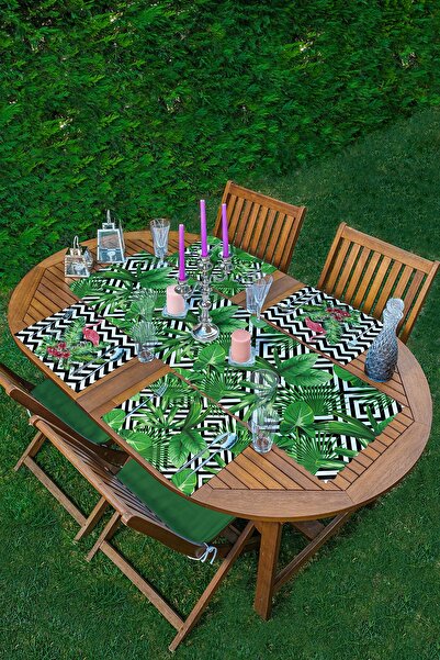 Realhomes 4+1 Black and White Geometric Background Green Leaf American Servic...