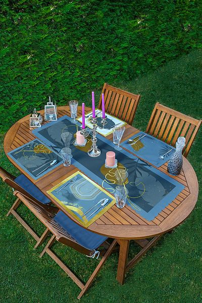 Realhomes 4+1 Set de serviciu și alergător american cu frunze exotice colorate