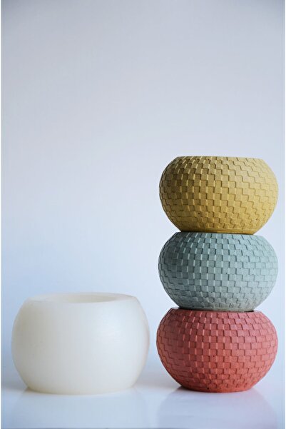 beton saksı Damalı Saksı Silikon Kalıbı