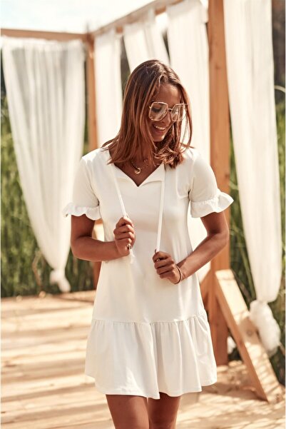fasardi Fırfırlı Mini Elbise