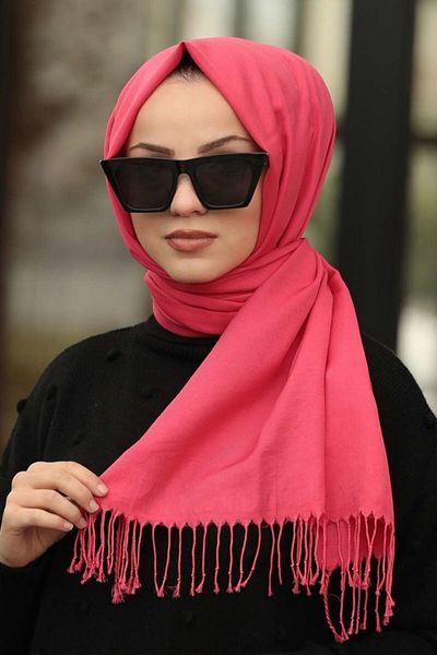 Neva Style Şal cu ciucuri fucsia de damă