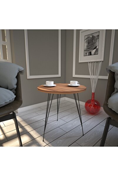 PASİFİC HOME Sandalf Yan Sehpa, Metal Ayaklı, Yeni Ceviz