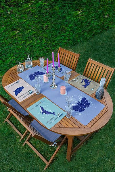 Realhomes 4+1 Set de serviciu și alergător american cu imprimare cu animale abstracte