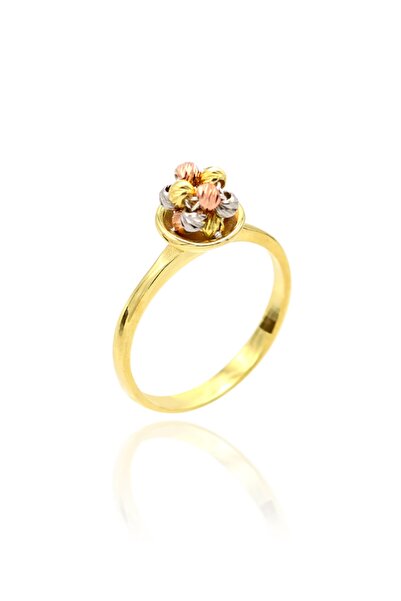 Midyat Nurtaş Gümüş Kadın Dorika Model Rose Ve Altın Kaplama Gümüş Yüzük