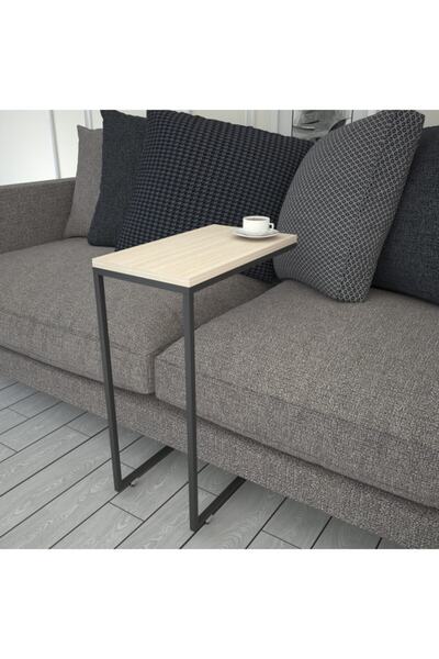 PASİFİC HOME Callen Yan Sehpa, Metal Tekerlekli Yan Sehpa ,meşe