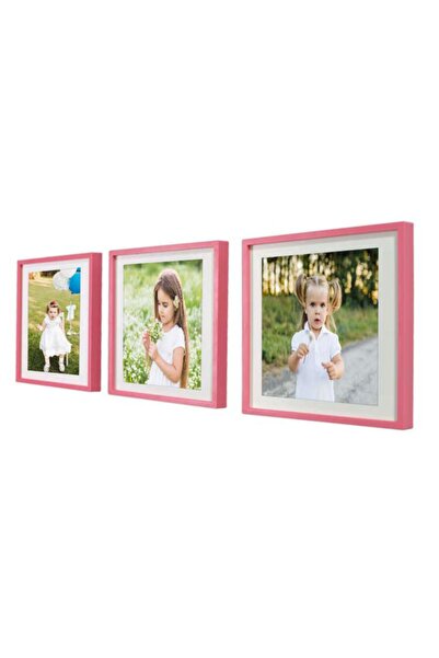 Nobbystar Yapışan Sök-tak Pembe Kare Fotoğraf Çerçevesi 3'lü Paket