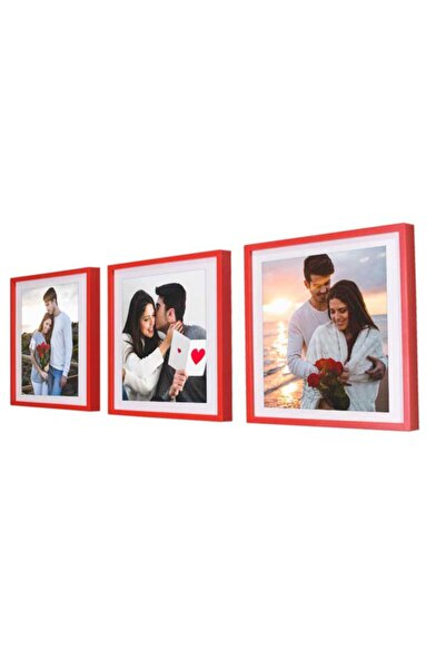 Nobbystar Yapışan Sök Tak Kare Kare Çerçeveler - Kırmızı 3'lü Paket