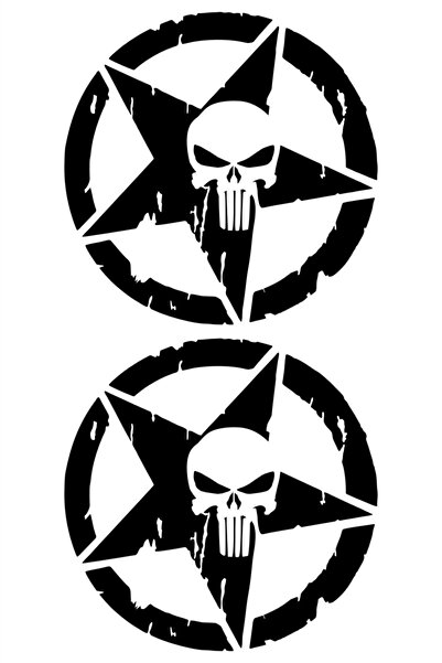 Genel Markalar 2 Adet Army Star Kuru Kafa Askeri Yıldız Off Road Sticker 30 C...