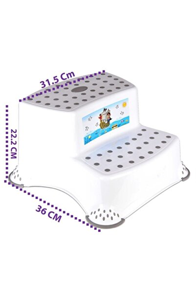 4KİDS Kaydırmaz Çocuk Taburesi Çift Basamaklı Çocuk Basamak Çocuk Klozet Adaptörü Tuvalet Alıştırma
