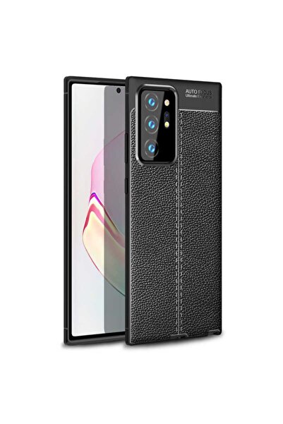 Fibaks Samsung Galaxy Note 20 Ultra Uyumlu Kılıf Deri Görünümlü Armor Silikon Kapak
