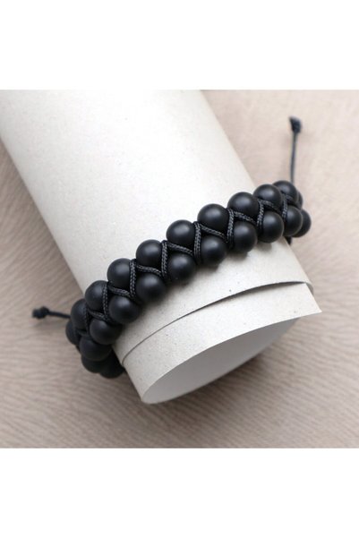 Gogoey Unisex Bracelet - Onyx Natural Stone Macrame