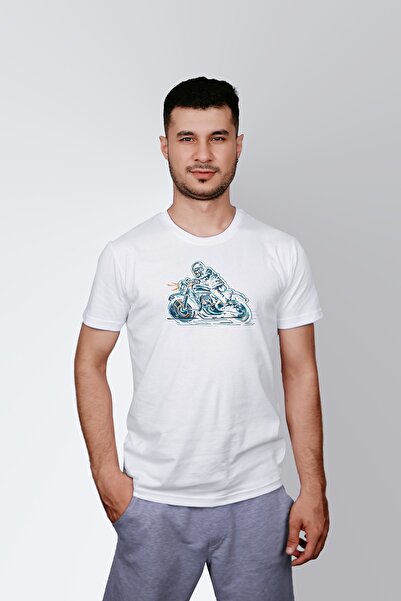 ErTaPassage White Skull Rider cu imprimeu Bărbați tricou - T7592690