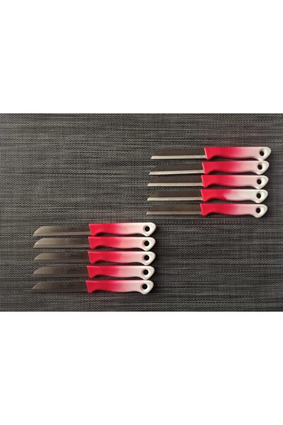 Solingen Meyve Sebze Bıçağı Ebruli Kırmızı-beyaz 10'lu