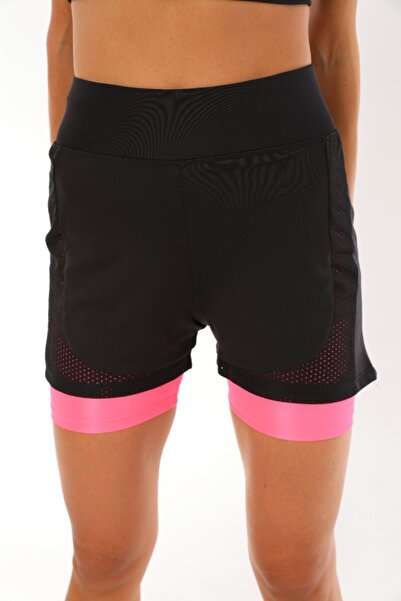 Ligossi Pantaloni scurti de mare fucsia pentru damă, cu plasă laterală