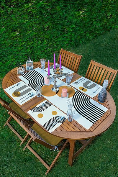 Realhomes 4+1 Desen geometric Abstract Design American Service Runner Set