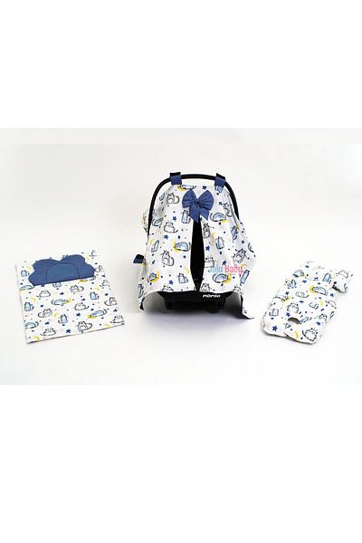 Jaju Baby Cat Patterned Underlay Cushion and Stroller Set
