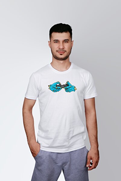 ErTaPassage Zombi alb cu imprimeu bărbat tricou - T9374830