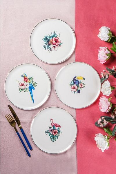 Porland Exotic Pattern Cake Plate 20 Cm 4 Pieces