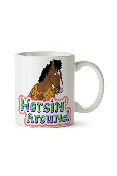 ART HEDİYE Bojack Horseman Horsin Around At.png iki Tarafı Baskılı Kupa Bardak