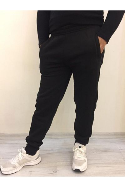 BENESSE Φούτερ Unisex με τρεις κλωστές μαύρο με ελαστικά πόδια
