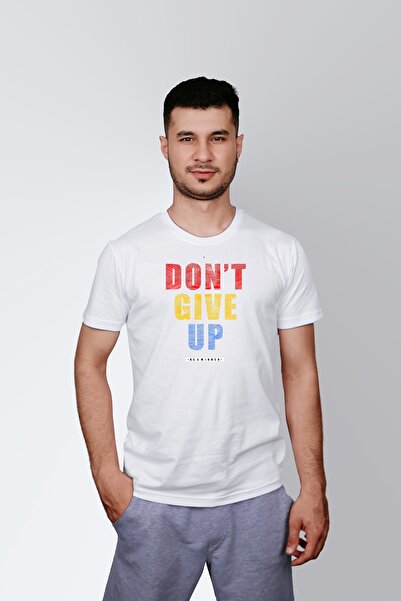 ErTaPassage Bărbați alb cu scrisul Don't Give Up cu imprimeu Standard tricou ...