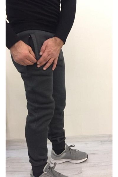 BENESSE Φούτερ Unisex με τρεις κλωστές ανθρακί γκρι με ελαστικά πόδια