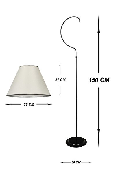 VENON Güven Avize Lambader Holo Elips Siyah (silver Çember) Krem Şapka