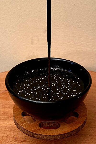 FANTASTİK SANAT ATÖLYESİ Tütsülük Mumluk - Metalik Parlak Siyah Renk Lüks Ser...